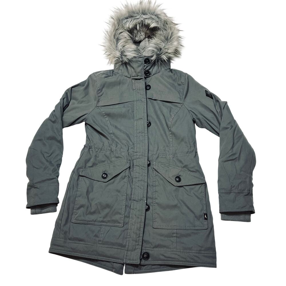 Hollister Heritage Collection Parka Jacket Women Faux Fur Lined Gray S